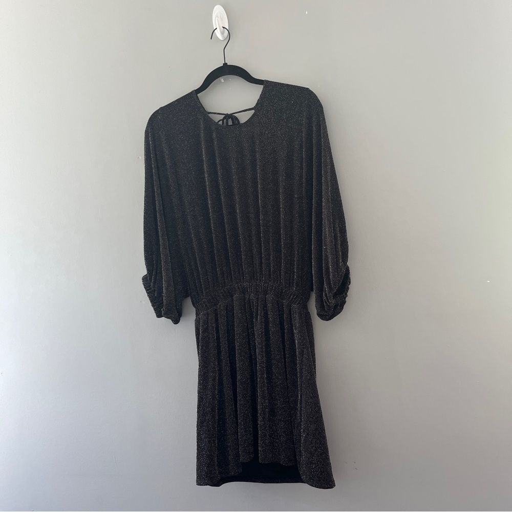 Show Me Your Mumu Genevieve Mini Dress Black Gold Metallic Glam Size Small